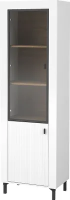 Produktbild von MIRJAN24 Vitrine Mossa MO03, Standvitrine mit zwei Drehtüren, Gehärtetem Glas, Stilvoll Kollektion (Farbe: Weiß, ohne Beleuchtung)