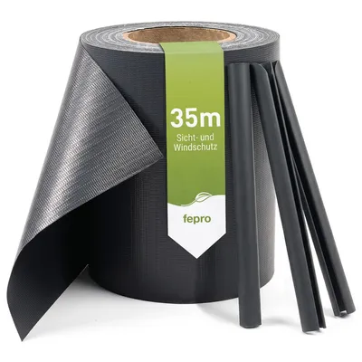 Produktbild von Fepro® PVC Sichtschutzstreifen Zaunfolie Sichtschutz Doppelstabmatten 35m, Anthrazit