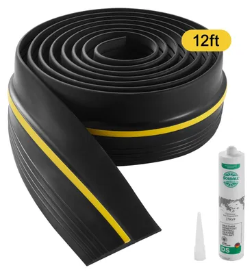 Produktbild von VEVOR Garagentor Schwellenabdichtungsstreifen, 20 FT Universeller Garagentor Bodenabdichtungsstreifen mit Kleber, Wetterfester Streifen für die Unterseite des Garagentors, Verbesserter dicker PVC DIY Wetterdichtungsersatz, Schwarz, 12 ft, Bodenaufkleber-c