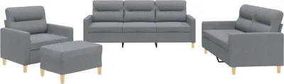 Produktbild von vidaXL 4-tlg. Sofagarnitur mit Kissen Hellgrau Stoff