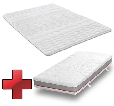 Produktbild von Ergonomische Taschenfederkernmatratze Sleezzz Premium 90 x 200 cm, Höhe 23 cm, Härtegrad H2/H3 + Matratzentopper / Matratzenauflage 90 x 200 cm