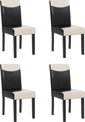 Produktbild von 4er-Set Esszimmerstuhl Stuhl Küchenstuhl Littau  schwarz-weiß, dunkle Beine