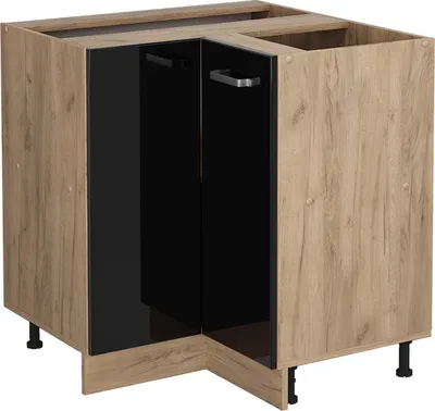 Zdjęcie produktu dla Szafka narożna Vicco R-Line Czarny wysoki połysk 75.6 cm bez blatu roboczego, Model 41102