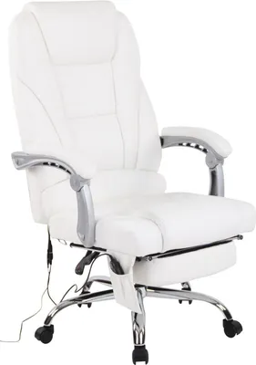 Obrázok produktu pre Ergonomické masážne kreslo - kancelárske kreslo - s masážnou funkciou a nastaviteľnou opierkou na nohy | Farba: biela