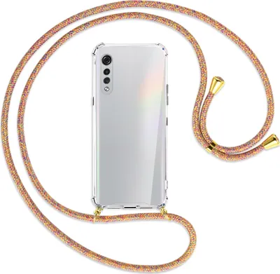 Produktbild von Handykette Backcover-Schutzhülle mit Band (Metall goldfarben) für LG Velvet - Rainbow