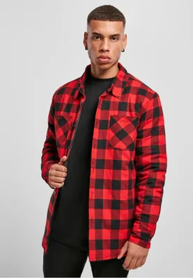 Immagine prodotto di Urban Classics Uomo - Camicia di flanella a quadri imbottita nero/rosso - S