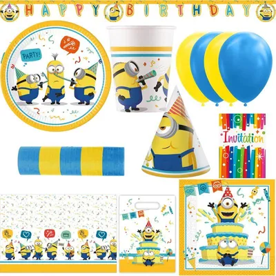 Produktbild von Partyset Minions Geburtstagsdeko Kindergeburtstag Party Deko Set blau gelb