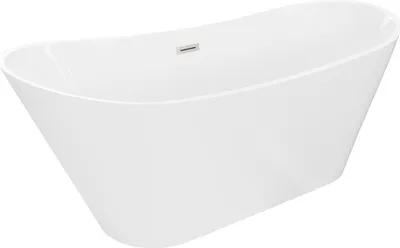 Produktbild von Mexen Dora freistehende Badewanne 160 x 75 cm, weiß, Überlauf gebürstetes Nickel - 52071607500-97
