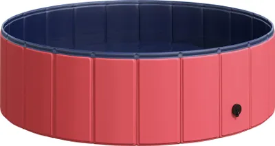 Produktbild von Pawhut Hundepool Planschbecken Schwimmbecken Schwimmbad Rot Ø100 x H30 cm