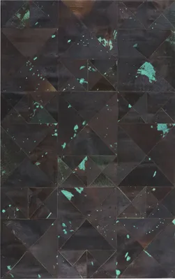 Produktbild von BELIANI Teppich Braun und Blau Kuhfell rechteckig 140 x 200 cm Kurzhaar Kurzflor handgefertigt mit Muster Geometrisch Abstrakt Patchwork Modern Indoor