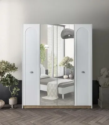 Produktbild von Kleiderschrank Spiegel Elegantes Design Weiß Stilvolle Kinderzimmer Gestaltung