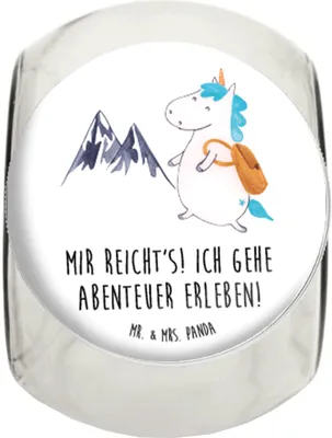 Produktbild von Mr. & Mrs. Panda Frischhaltedose Einhorn Bergsteiger XL 2000ml - Weiß - Geschenk, Reisen, Urlaub, Unicorn, Bonbonglas, keksdose glas, Abenteuer, glasbehälter, Teedose