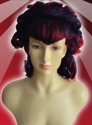Produktbild von Foxxeo Hexenperücke mit Locken in Schwarz-Rot-Violett
