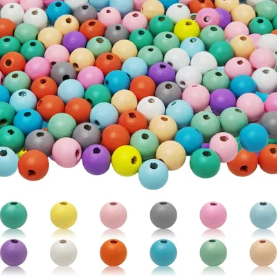 Produktbild von Holzperlen bunt, 8 mm, 1200 Stück, 12 Farben, für Schmuckherstellung