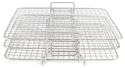 Produktbild von 3-stufiges Kühlgitter-Set aus Edelstahl zum Backen, Braten, Kochen für FoodiAG300AG400 Fritteusen-Ofenteile, 3-stufiger quadratischer Grill