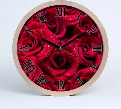 Produktbild von Holzuhr 20fi cm wanduhr - schwarze Spitzen - Tropfen auf Rosen