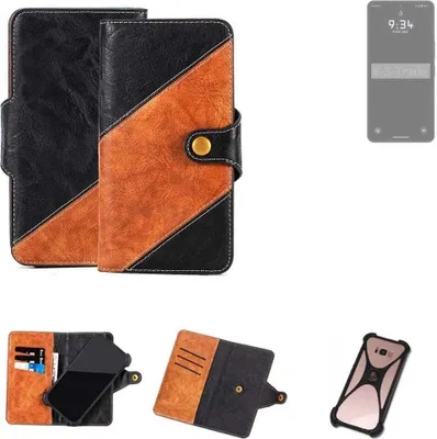 Produktbild von K-S-Trade Handyhülle Schutzhülle Bookstyle Case Wallet-Case kompatibel mit Leica Leitz Phone 3 Handy Cover Bumper Klapphülle schwarz hellbraun 1x