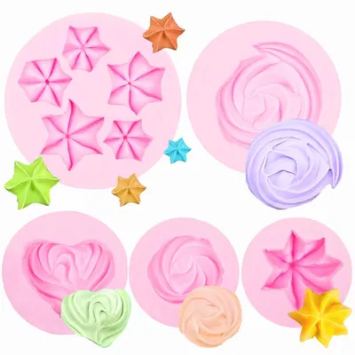 Image de Moules en silicone pour bonbons en gomme, moules à pâtisserie, couleur crème, lot de 5