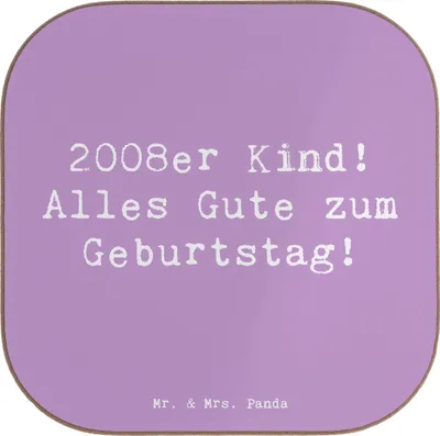 Produktbild von Mr. & Mrs. Panda Tassenuntersetzer Spruch 2008 Geburtstag - Lavendeltraum - Geschenk, Tischuntersetzer, Untersetzer Gläser, Glückwunsch, Glas, Coaster, feiern, Tasse
