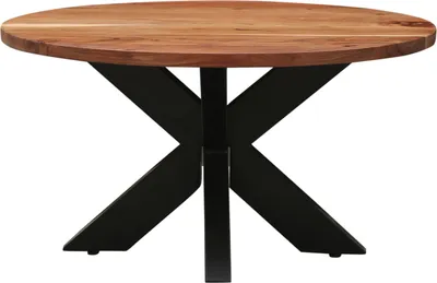 Obrázek produktu pro Konferenční stolek Abele 70 cm kulatý s deskou z masivního dřeva a X-rámem