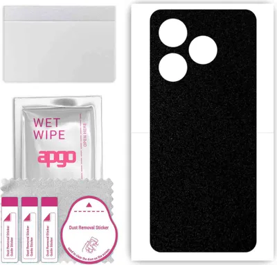 Produktbild von apgo Rückseite Schutzfolie, Skin, kompatibel mit Tecno Spark 10, Hinten Displayschutzfolie aus Vinylfolie, kratzfest, einfache Montage - Mattschwarz