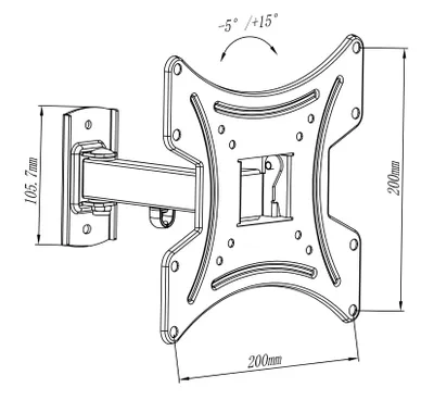 Produktbild von myWall HL 15-1, 58,4 cm (23"), 106,7 cm (42"), 20 kg, 200 x 200 mm, -5 - 15°, Schwarz