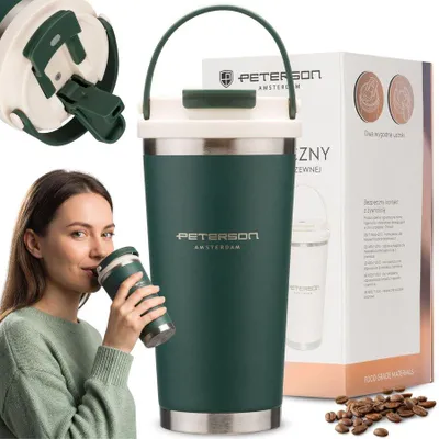Image de Tasse isotherme Peterson en acier inoxydable, vert, 560 ml