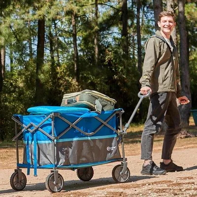 Obrázek produktu pro Famanu transportní vozík s přední brzdou, nosnost až 150 kg, robustní plážový vozík s velkými terénními koly