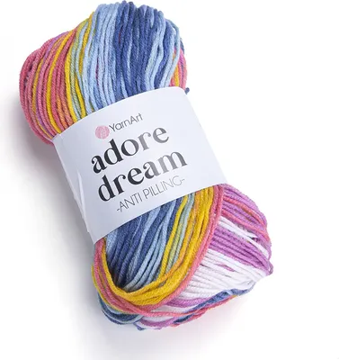 Produktbild von YarnArt Adore Dream Garn, Antipilling Acryl, 100g/280m, Weich & Satiniert, Ideal für Kleidung