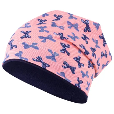 Produktbild von Mädchen Mütze Beanie Übergangsmütze Blumen, Rosa-Dunkelblau, Gr. 54-56