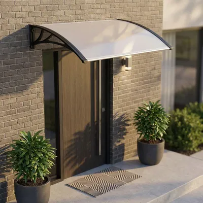 Immagine prodotto di Milani Home - pensilina in policarbonato porta ingresso 100x120 di design ultraresistente cm 100 x 120 / P.98 x 115 - Trasparente