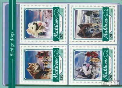 Produktbild von Briefmarken Malediven 2017 Mi 6818-6821 Kleinbogen (kompl. Ausg.) postfrisch Schlittenhunde