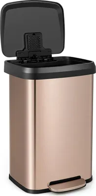 Obrázok produktu pre COSTWAY Koš na kuchynský odpad, 50l odpadkový kôš, pedálový kôš s mäkkým zatváraním veka, systém triedenia odpadu vrátane dezodorizačnej priehradky, vyrobený z nehrdzavejúcej ocele a plastu (Rosegold / 50L)