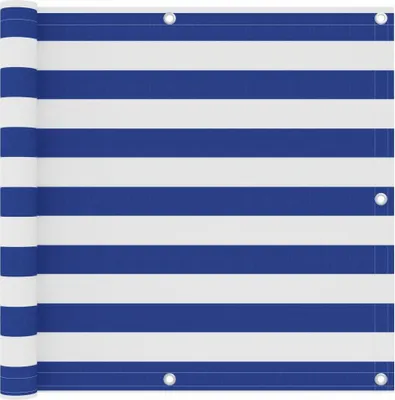 Produktbild von Balkon Paravent 90x600 cm Oxford Stoff weiß und blau