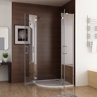 Produktbild von Duschkabine Runddusche Duschabtrennung Falttür Echtglas Viertelkreis 6mm NANO Glas 90x90x185 cm JBS