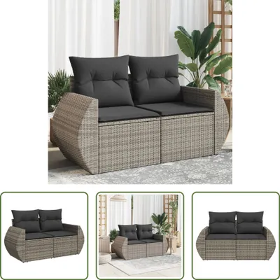 Produktbild von The Living Store Gartensofa 2-Sitzer mit Kissen Grau Poly Rattan