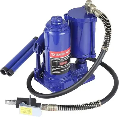 Obrázok produktu pre Pneumaticko-hydraulický zdvihák na fľaše – 5 t – pre ťažké zaťaženie – pneumatický + ručná pumpa – pre osobné a nákladné automobily – fialový
