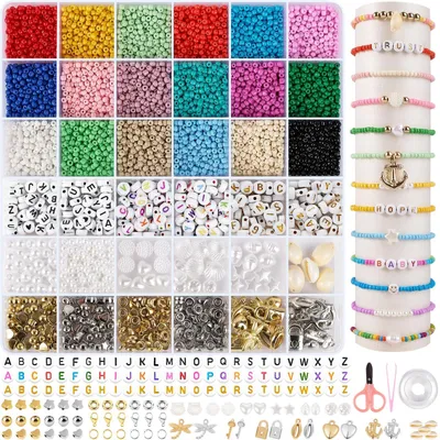 Perlenset 3 mm, 24 Farben, Buchstabenperlen, DIY-Armband