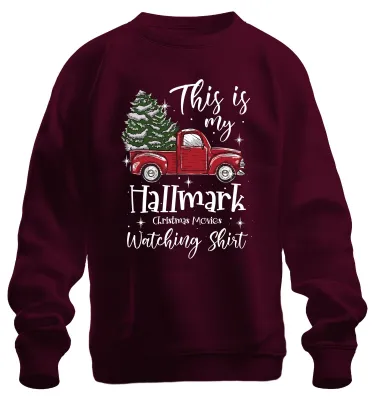 Productafbeelding van Dit is mijn Hallmark kersttrui - Kerstcadeau, uni kersttrui, bordeauxrood, maat M