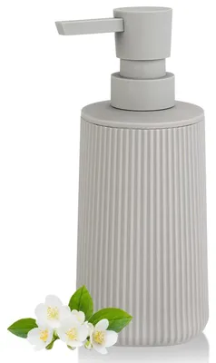 Immagine prodotto di Distributore di sapone beige in plastica da 250 ml, ideale per bagno e cucina, con erogatore a pompa