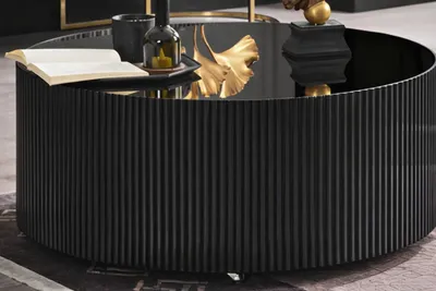 Obrázok produktu pre Elegantný čierny konferenčný stolík s lesklým skleneným povrchom
