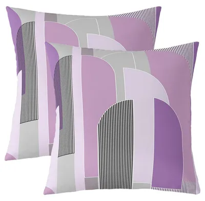 Productafbeelding van Kussenslopen, 60x60 cm, geometrisch design, set van 2, paars en grijs, polyester