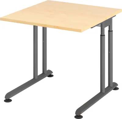 Produktbild von bümö Schreibtisch Serie-Z - Nachbildung Ahorn, Größe:  80 x 80 cm, Gestell: Graphit