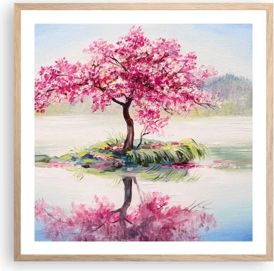 Produktbild von Gerahmtes Poster - Rahmen in heller Eiche - Baum Abstraktion - 60x60 cm - Wand Bild - Wanddeko - Wandbilder - Kunstposter - Wandposter - Bilderrahmen - Bilder - Kunstdruck - Wandbild - P2NAC60x60-3805