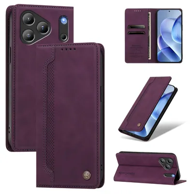 Produktbild von Handyhülle für Blackview Wave 7C, Leder Wallet Klapphülle mit Standfunktion, Stoßfeste Schutzhülle Lila