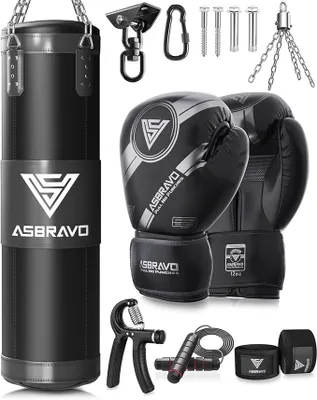 Obrázok produktu pre Boxovací vak pre dospelých, 4ft Oxford Heavy Boxing Bag Set 12OZ rukavice pre MMA Muay Thai Kickboxing tréning Home Gym, bojové umenie (neplnené)