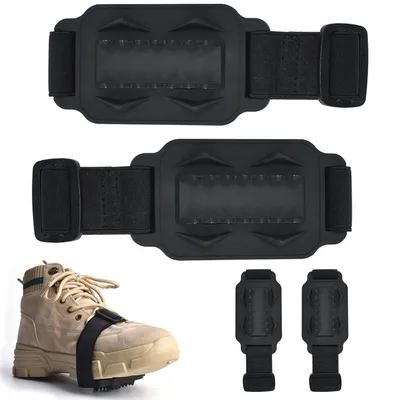Produktbild von 2 Paar Schuhspikes, Anti Rutsch Spikes fš¹r Schuhe Winter,Regulierbare Schnur fš¹r den Winter Schnee und Eisgang, Wandern,Schwarz