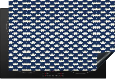 Produktbild von KitchenYeah© Herdabdeckplatte Japanisch - Blau - Weiß - Muster , 76x51cm, Küche Deko, Glaskeramikkochfeld Herdabdeckung, Abdeckplatte fùr Kochfeld