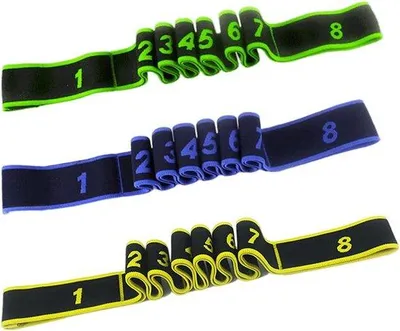 Produktbild von Famanu Set von 3 elastischen Fitnessbändern - Grün, Gelb, Blau