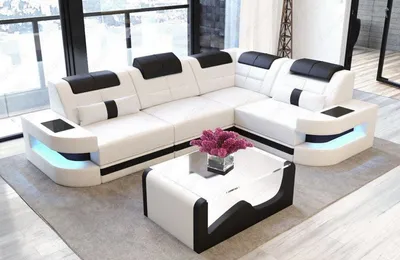 Produktbild von Ecksofa Como als Ledersofa mit vielen Extras Premium Kunstleder